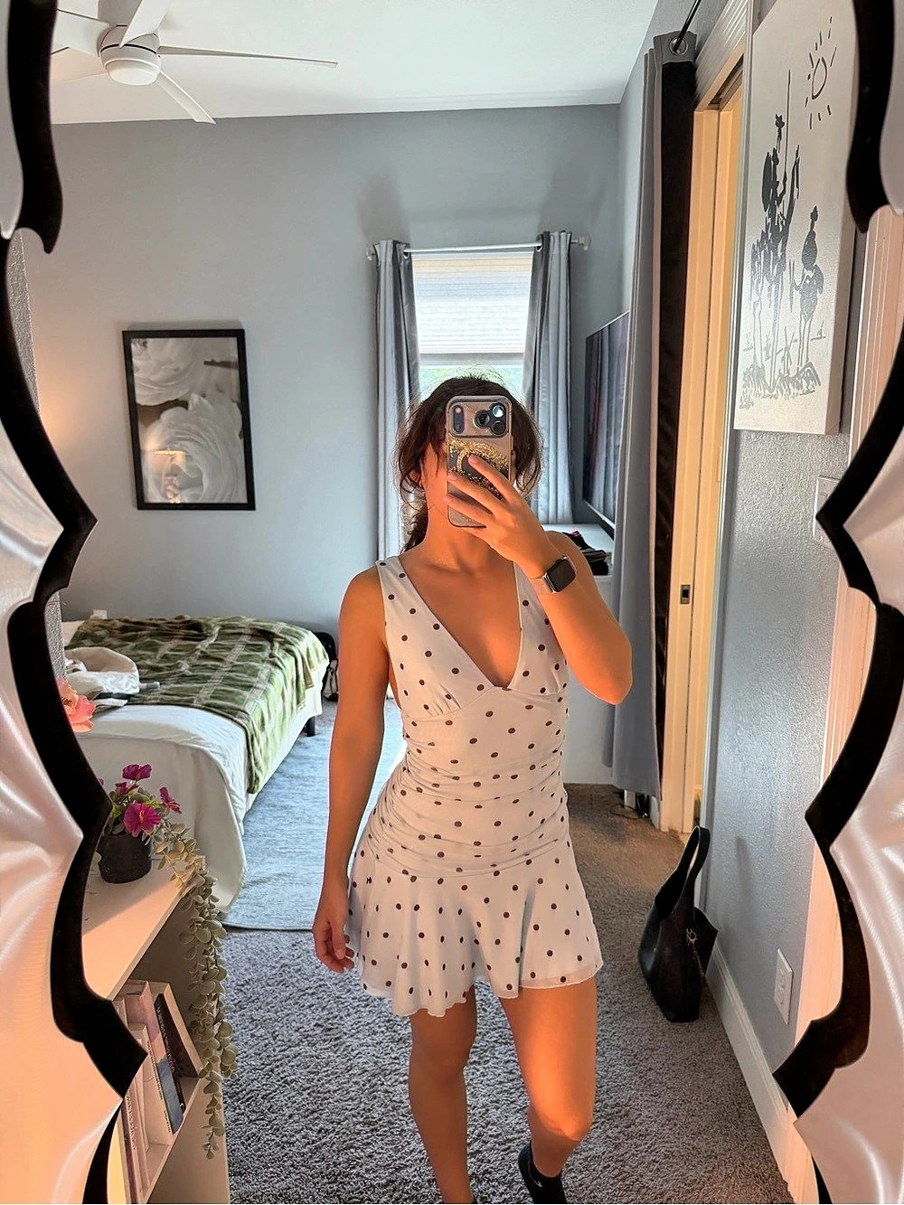 American Threads Light Blue Polka Dot Mini Dress Like New